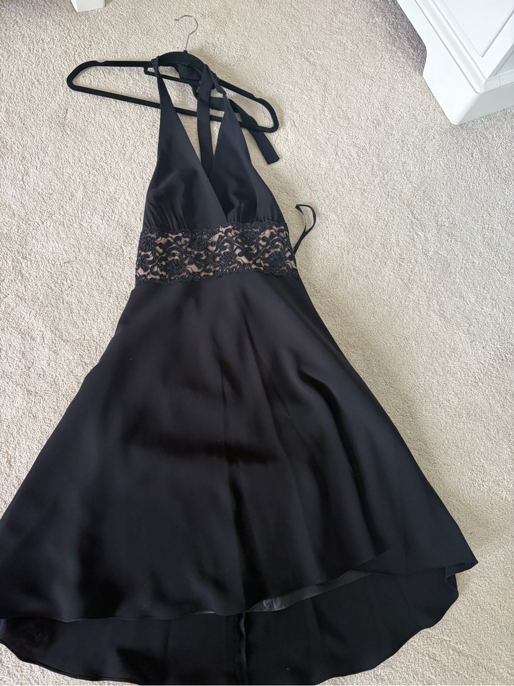 Jones New York Black Halter High-Low Lace-Trim Dress